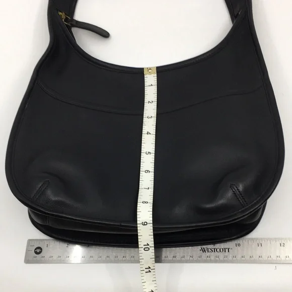 Vintage Coach Ergo Pocket Zip 9033 Black Glove-Tanned Leather Shoulder Bag Hobo - Picture 15 of 17